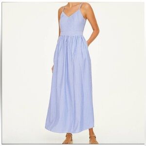 LOFT Light Blue Striped Maxi Dress